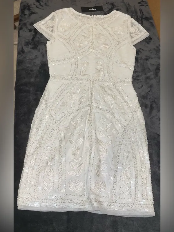 Lulus Spread Your Shine White Sequin Embroidered Bodycon Dress in White Size S - Image 11