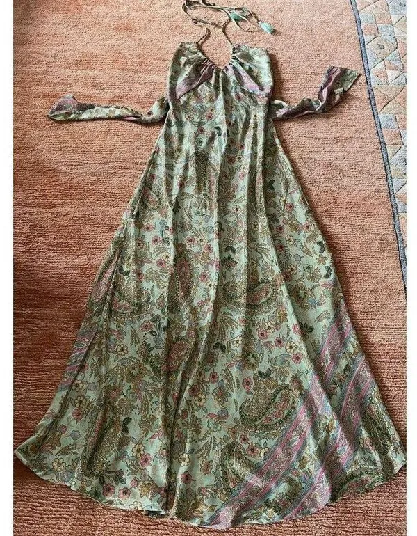 Earthbound Trading Co. Women’s Summer Maxi Tie Open Back Dress Size S - Image 6