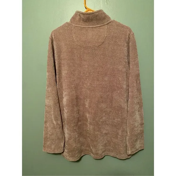 Prissy Jane Brown Beige 1/4 Zip Pullover Size Medium Tan - Image 5