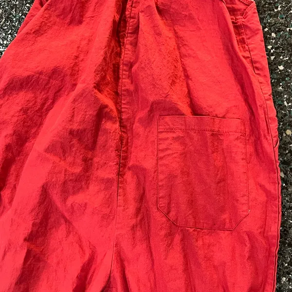 Women’s Red Medium 100% Cotton Overall Jumpsuit Romper - Image 4