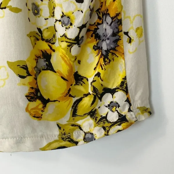 Forever 21 Flower Print Strapless Mini Dress Cream Yellow Sundress Womens L - Image 5
