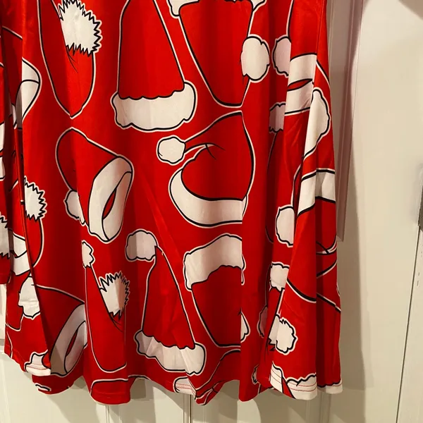 Meaneor Santa Hats Festive Holiday Long Sleeve Christmas Dress in Red/White NWT - Image 7