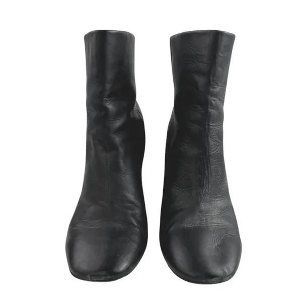 Vince Women's Black Leather Block Heel Round Toe Slip On Classic Ankle Boots 8 - Image 2