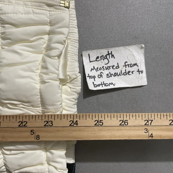 Calvin Klein Vest Size Medium Cream Black Quilted Puffer Performance Moto Preppy - Image 11
