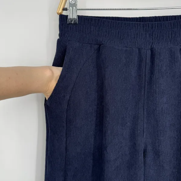 Halara Corduroy Wide Leg Pants Medium‎ Tall Navy Blue Casual Loungewear Cozy - Image 5