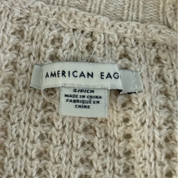 American Eagle Beige Open Knit Ribbed Oversized Cardigan - Image 4