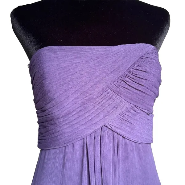 Vineyard‎ Collection Purple Strapless Chiffon Maxi Dress Romantic Bodice Size 8 - Image 3