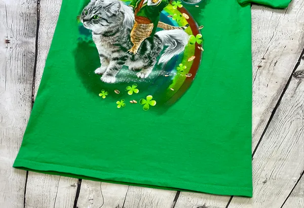 St. Patrick’s Day Leprechaun Cat T-shirt - Image 8