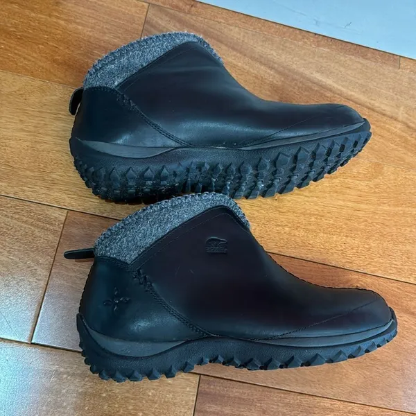 Sorel‎ Black Leather Joliette Thinsulate Waterproof Ankle Boots Size 8 - Image 3