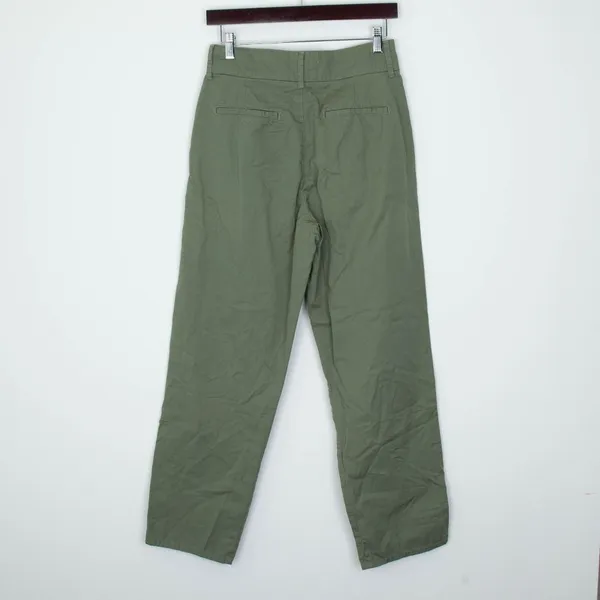 Zara Womens Pleated High Waisted Straight‎ Leg Pants Size S Green Grunge Preppy - Image 5