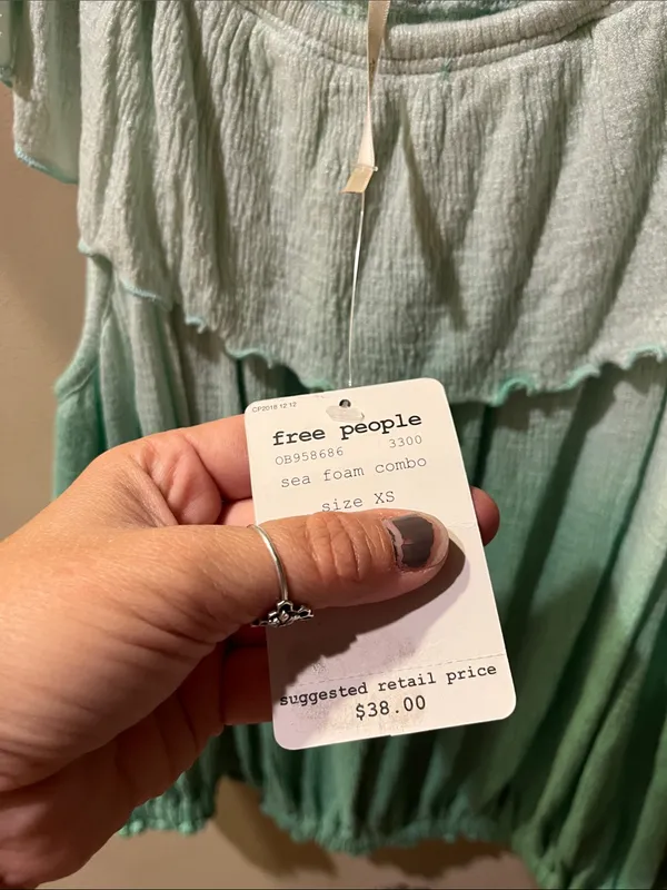 Free People Mint Ombre Ruffle Top - Image 4