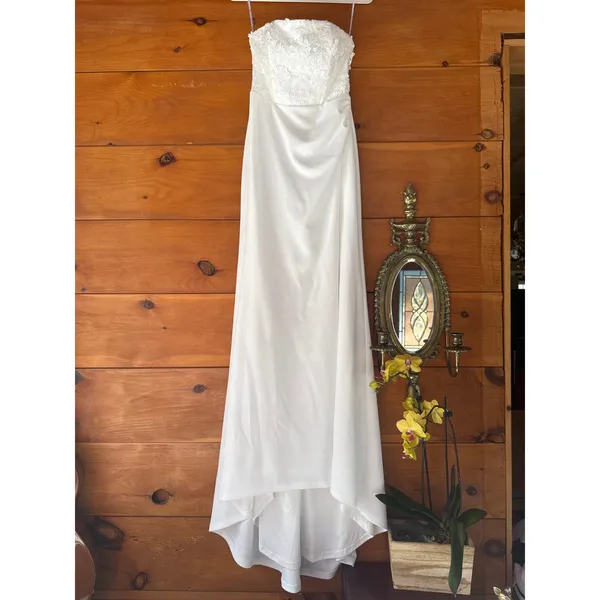 Lulus Refined Glow White 3D Embroidered Sequin Strapless Maxi Dress Bridal Small - Image 2