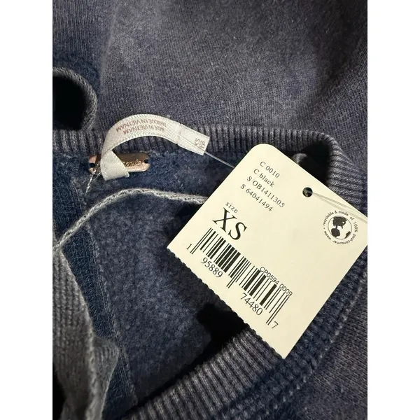 Free People Drop Waist Sweatshirt Mini Dress Navy‎ Oversized Open Back XS New - Image 4