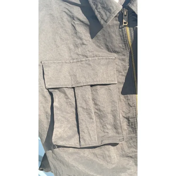 Future Collective Jenny K Lopez Nylon Bomber Utility Cargo Jacket Dark Grey M - Image 6