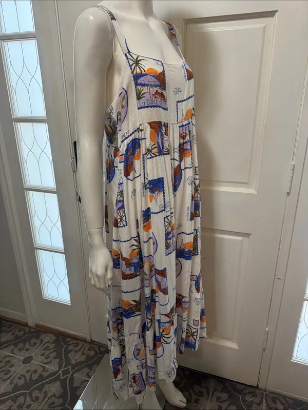 Paper Heart La Dolce Vita White Tropical Print Maxi Sundress. A - Image 8