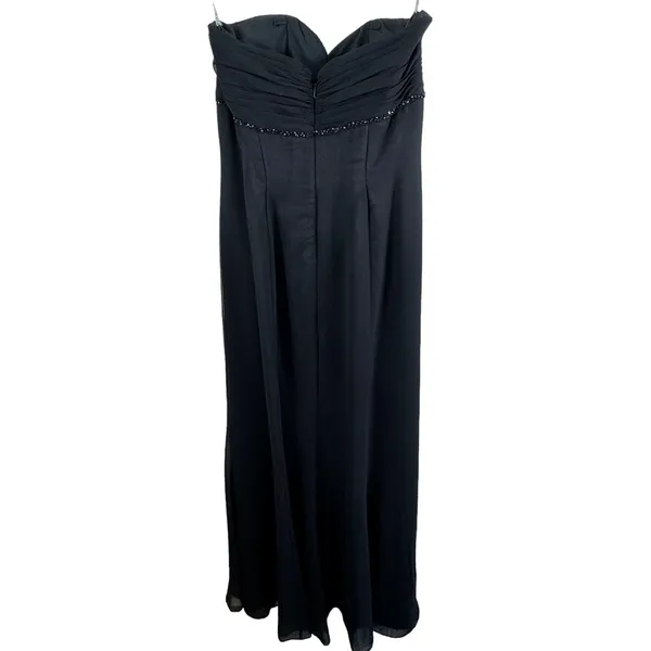 Vintage Bel Soie Black Strapless Beaded Empire Waist Floor Length Gown Size 8‎ - Image 2