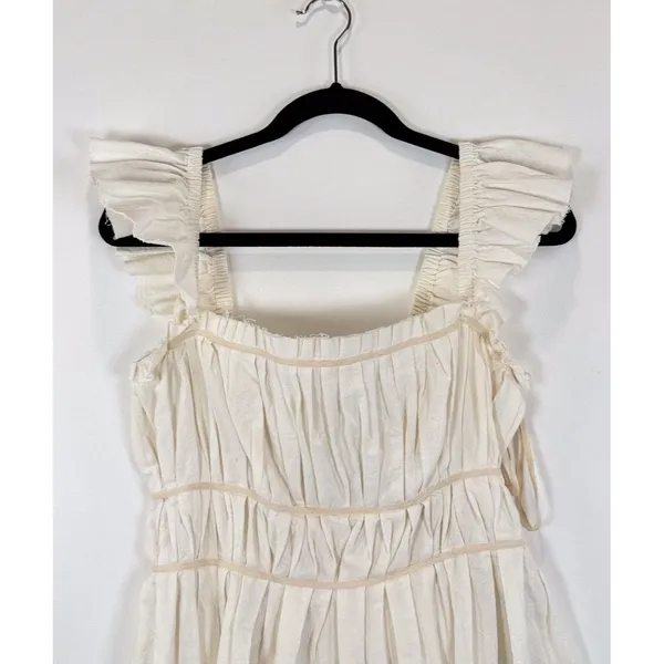 Free People Womens Top Beige Claude Corset Blouse Peplum Cottagecore Boho Medium - Image 7