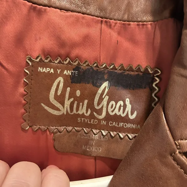 Vintage Skin Gear Brown Napa Leather Trench Coat Long Belted Button Front Medium - Image 9