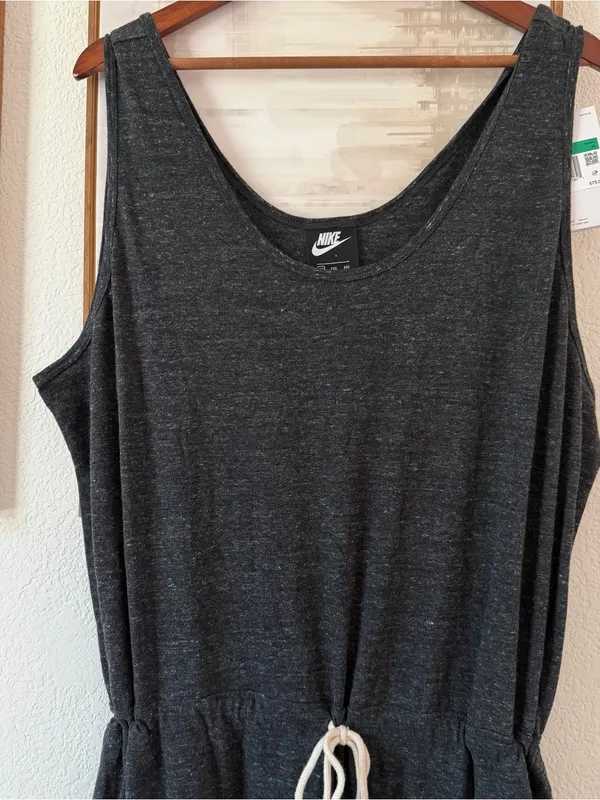 Nike Charcoal Wide-Leg Knit Tank Jumpsuit with Drawstring XXL NWT - Image 3