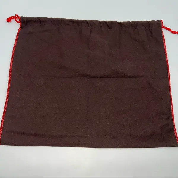 Coach Dark Brown Drawstring Dust Bag with Red Trim and Drawstring 16” X 13.5” - Image 5