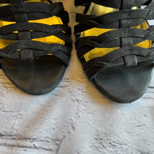 Lauren Black Suede Strappy Wedge Heels Sandals 7 - Image 15