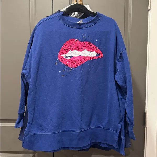 Crown & Ivy Cabana | Blue Knit Top | Sz Large - Image 2