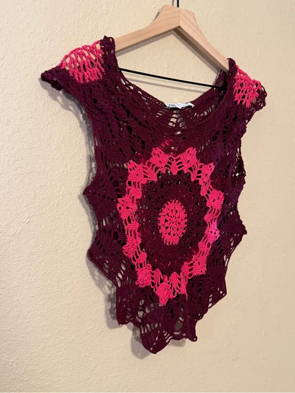 Zara Crotchet Knit Sweater Vest Size Small - Image 3