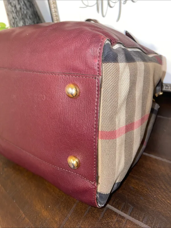 Burberry Canterbury House Check Canvas Leather Tote Shoulder Bag - Image 9