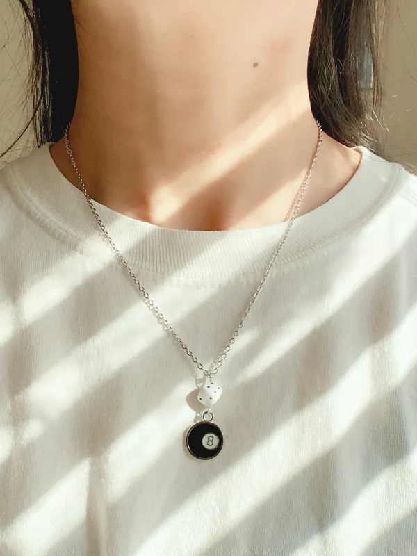 Handmade 8 ball & dice grunge funky unisex necklace🎲8️⃣🖤 - Image 4