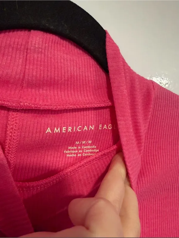 American Eagle Pink Mock Neck Long Sleeve‎ Top - Image 2