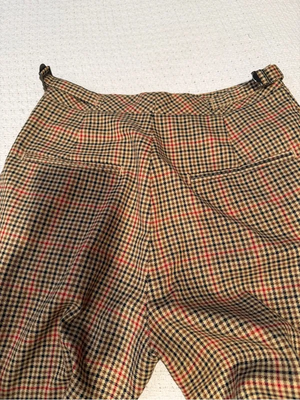 Brandy Melville Brown Plaid Straight Leg Pants with Red Accent - Image 5