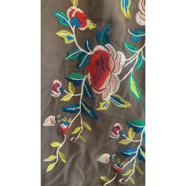 Entro Floral Embroidered Button Down‎ Womens Size S Brown Boho Utility Shacket - Image 3