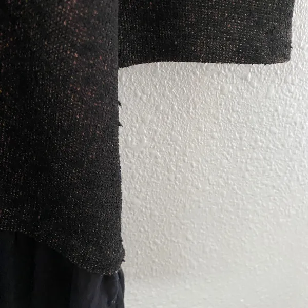 August Silk Black Knit Top XL Lagenlook Dark‎ Fairycore Oversized Boho Ruffle - Image 5
