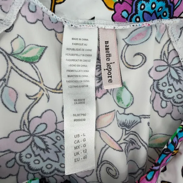 Nanette Lepore Long Sleeve Floral Zip Rash Guard Swim Shirt Size Large - Image 6