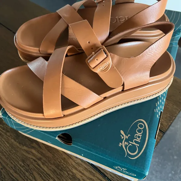 Chaco Townes Midform Size US 9 M EU 40 Women's Leather Sandals Cashew - Image 8