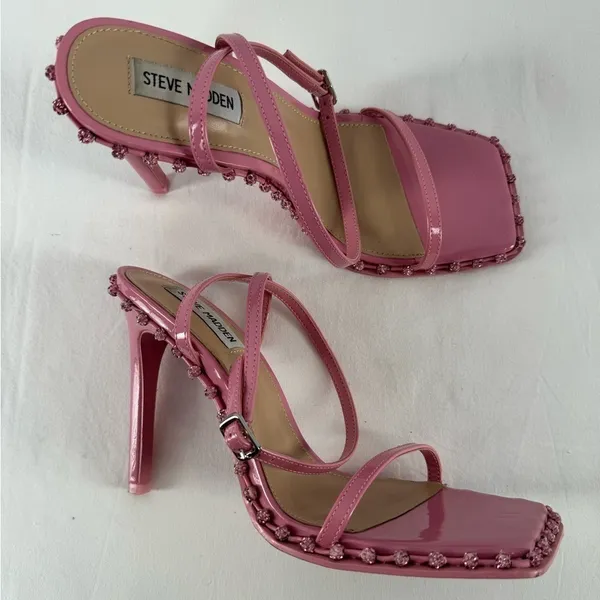 Steve Madden Zelle Square Toe‎ Rhinestone Heels in Pink Size 9 - Image 3