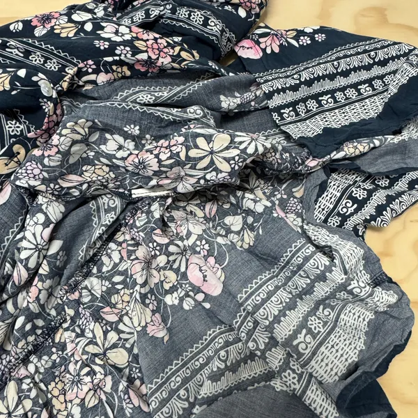 Minkpink Navy Floral Button Front Maxi Dress Boho Tassel Waist Pink Cream Medium - Image 8