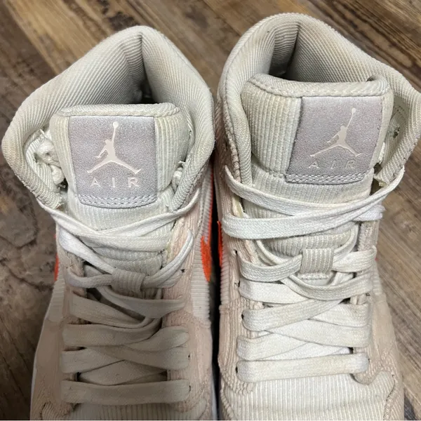 Jordan 1 Mid SE Sail Orange Quartz Corduroy Sneakers Womens Size 9.5 - Image 6