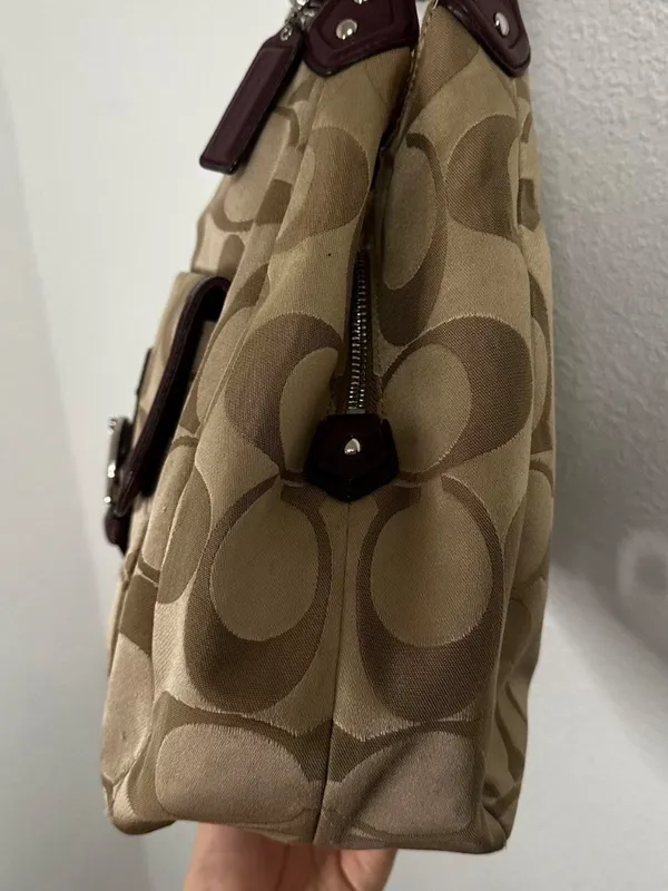 Vintage Y2K Coach Signature Canvas F24742 Campbell Hobo Purple Shoulder Bag - Image 2