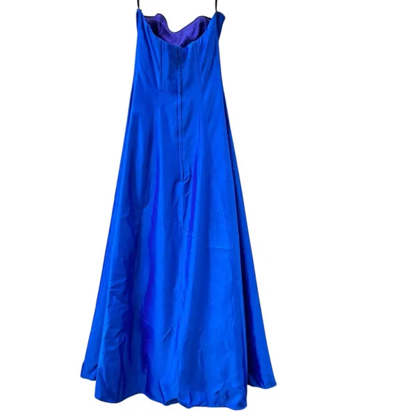 Gunne Sax Jessica McClintock Blue Strapless Prom Gown‎ Vintage Y2k Formal Dress - Image 4