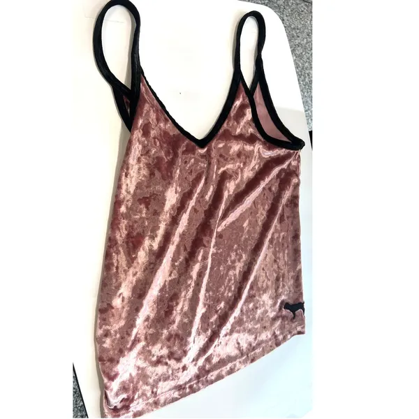 PINK Victoria's Secret XS Top Cami Tank Crushed Velvet Pink Y2K 2000's - Image 2