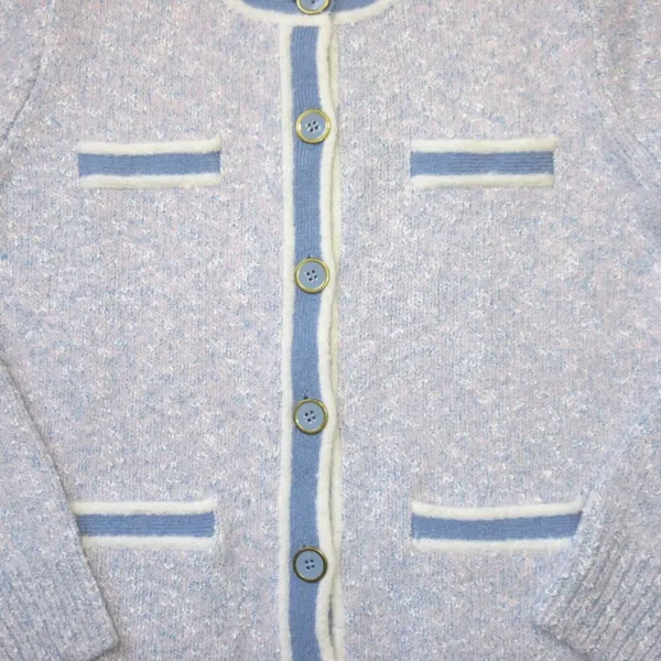 NWT J.Crew Marled Sweater Lady Jacket in Lilac Seascape White Cardigan M - Image 2