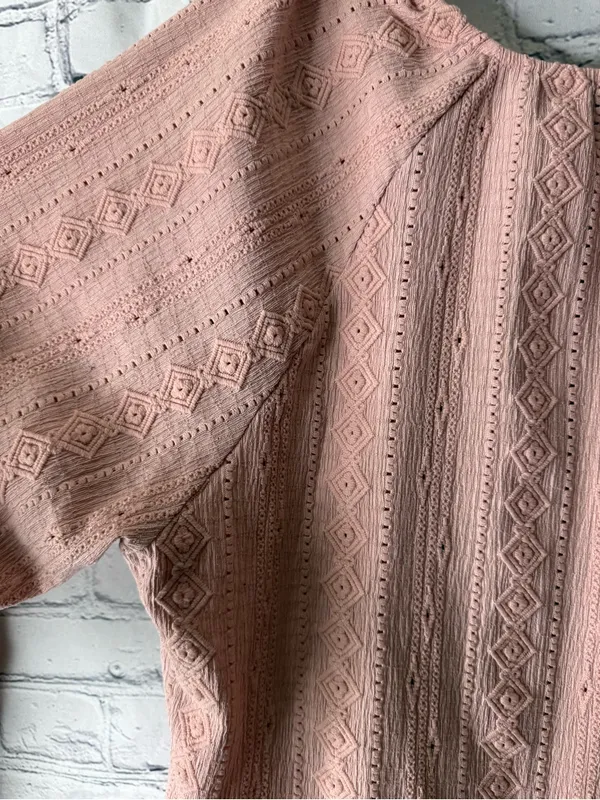 FRYE Dusty Rose Crochet-Detail Peasant Blouse XL - Image 9