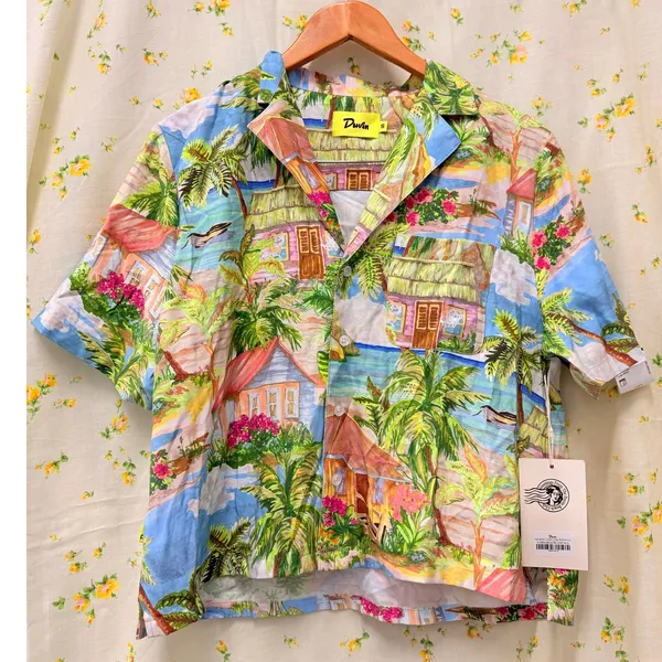 Duvin Vacation Daze Buttonup Tencel Small Spring‎ Summer Bahams Hawaii - Image 3