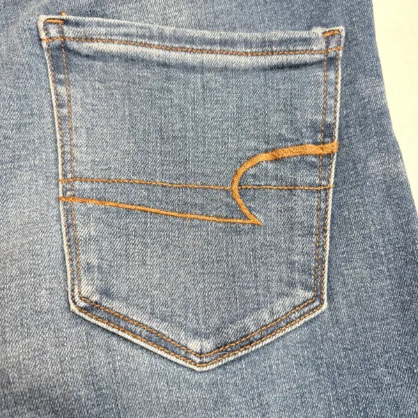 American Eagle Super Hi-Rise‎ Jegging Womens 10 Short Blue Distressed Jeans - Image 4