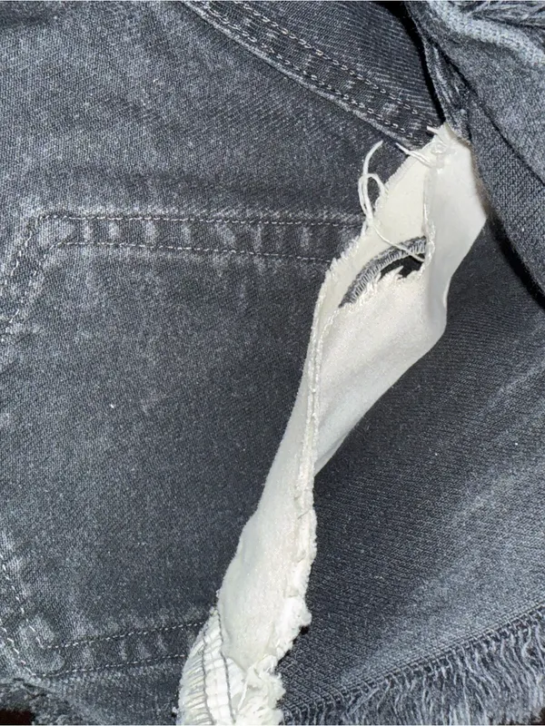 Levi's Black Distressed Frayed Hem Denim Shorts - Image 6
