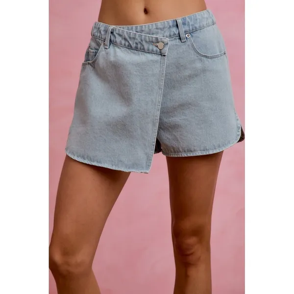 SO ME Washed Denim Wrap Skorts‎ - XL - Image 2