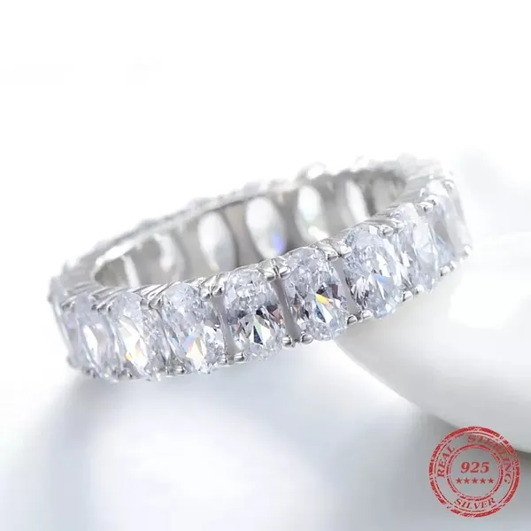 Sterling Silver SIZE 6 925 Oval Cubic Zirconium Eternity Ring - Image 2