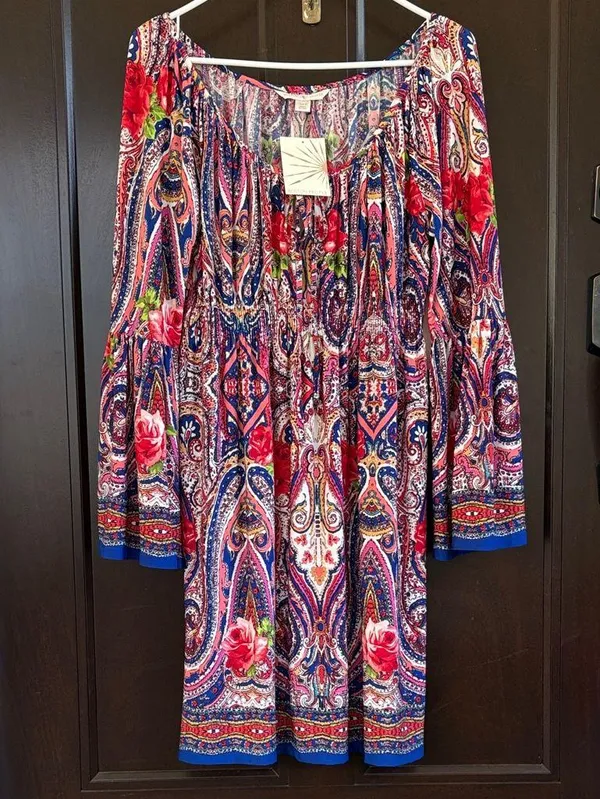 NWT Boston Proper Paisley Floral Bell Sleeve Peasant Dress Size 8 - Image 2