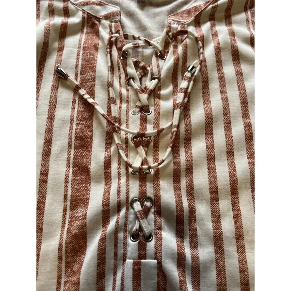Eden & Olivia Shirt Size Large Striped‎ Tunic Boho Peasant Hippie Preppy - Image 7
